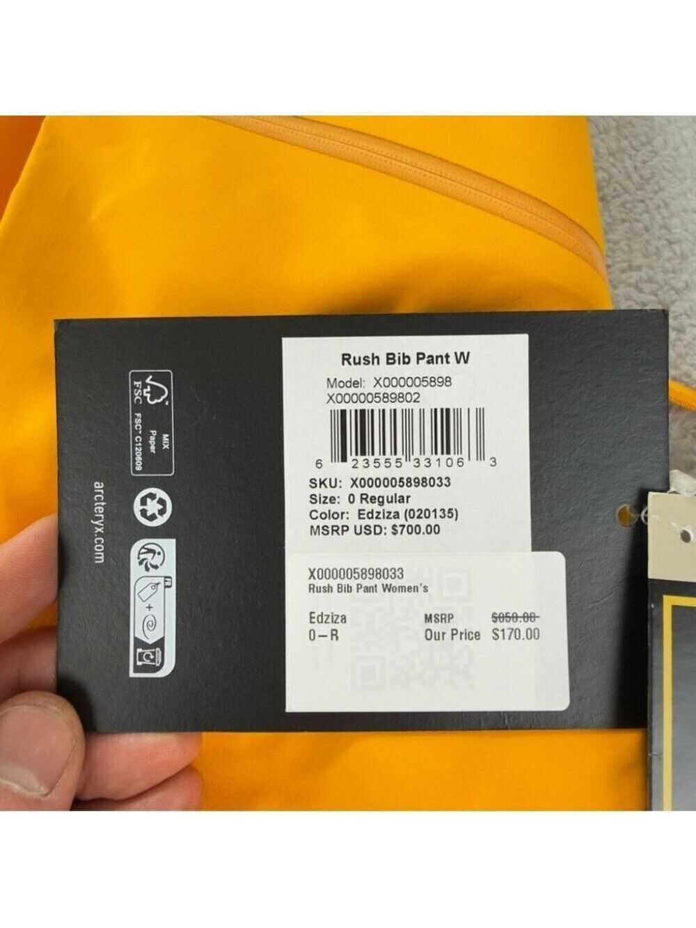 Arc'teryx NWT Women's Size 0 Rush Gore-tex Bib Pants Yellow Gorpcore 5898 Model - Picture 4 of 16